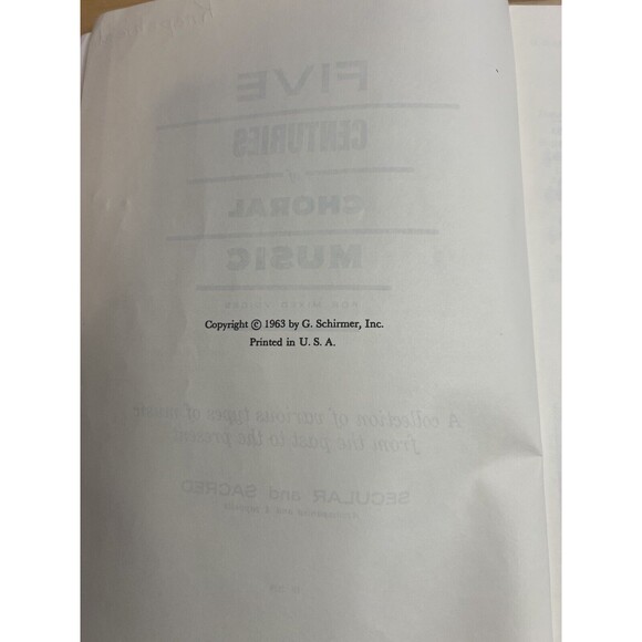 Five Centuries of Choral Music Songbook For Mixed Voices By G. Schirmer, Inc. - Picture 5 of 8